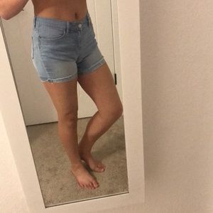 Mid Rise Light Wash Shorts